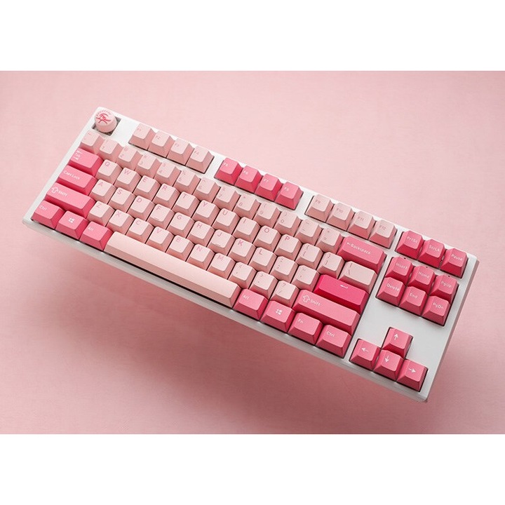 Механична клавиатура Ducky One 3 TKL, розово и бяло, 87 клавиша, USB
