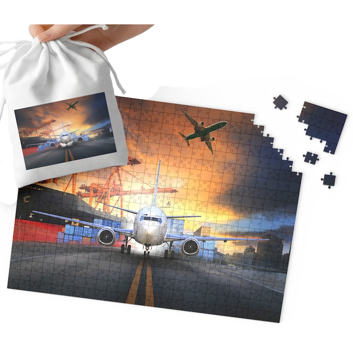 Karton puzzle 110 darabos, World Case, repülőgépek, 19x24 cm, készlet táskával