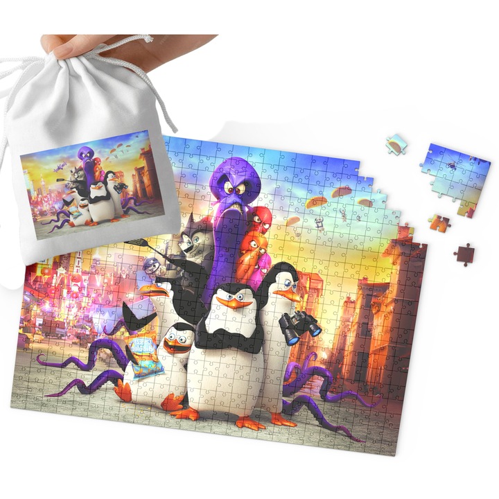 World Case Puzzle, Penguins of Madagascar, 24 db, hordtáskával
