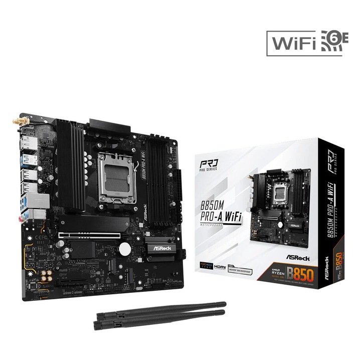 Дънна платка ASROCK B850M Pro-A WiFi AM5 DDR5 mATX MB B850MPRO-AWIFI