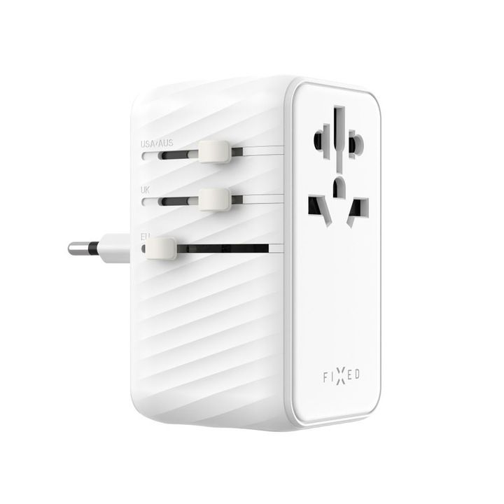 Adaptor de calatorie, FIXED, 4xUSB-C/1xUSB GaN 85W, Alb