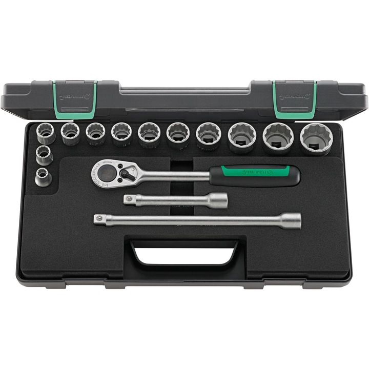 1/2"-os dugókulcs készlet, Stahlwille, 15 darabos, ABS dobozban