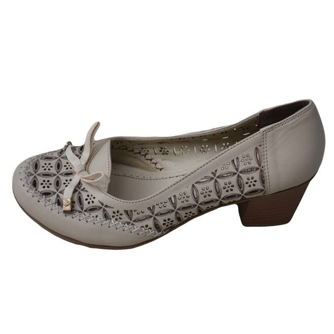 Pantofi cu model deosebit perforat , D&J Exclusive, Bej