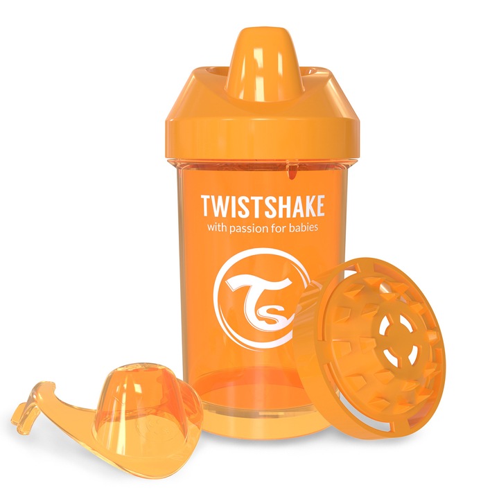 Чаша против накапване 8+ Twistshake, 300 мл, Оранжев