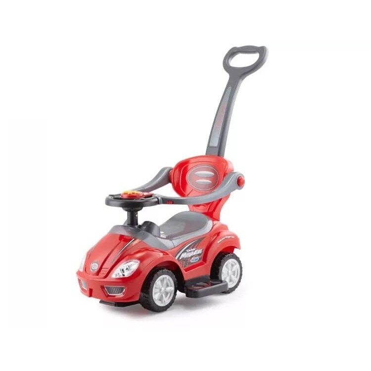 Masinuta copii si bebe Jolly Kids™ Sport Car, cu melodii, maner de impins pentru parinti, bara de protectie, design modern, Rosu
