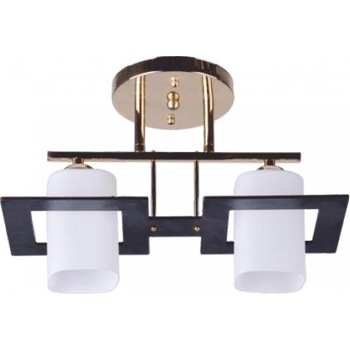 Lustra Cube,metal auriu cu negru, abajur sticla alba,2X60W,dulie E27 Lustra Cube,metal auriu cu negru, abajur sticla alba,2X60W,dulie E27