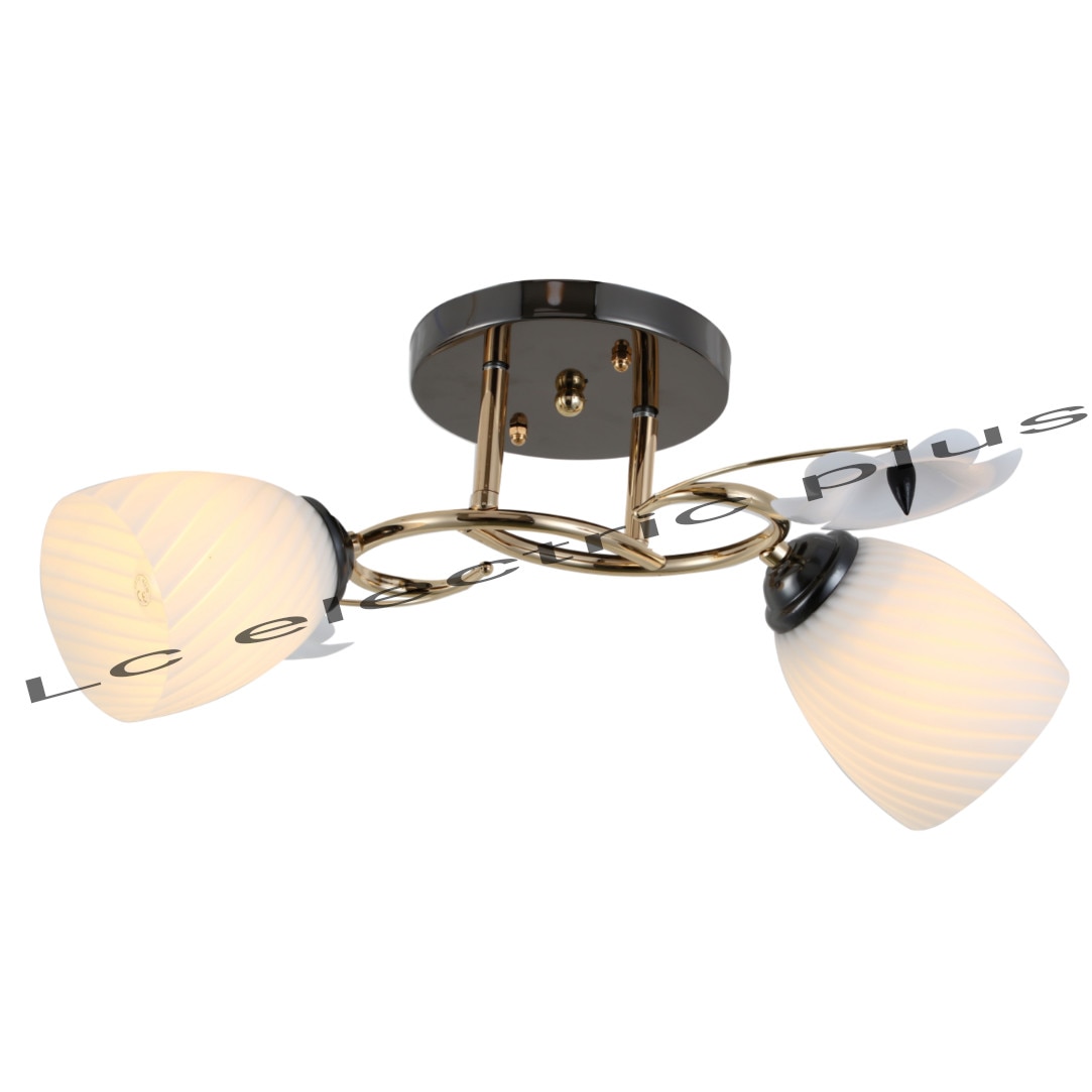 Lustra Lola metal sticla 2XE27,negru,auriu+alb