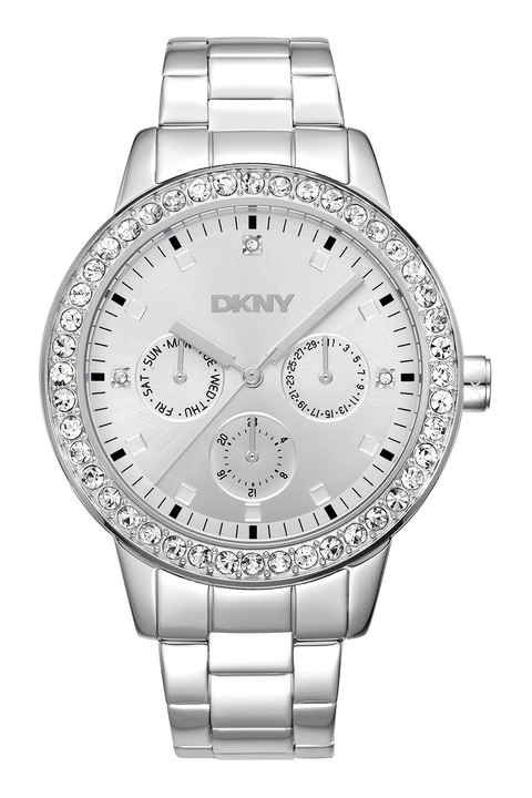 DKNY, Ceas de otel inoxidabil cu functii multiple, Argintiu