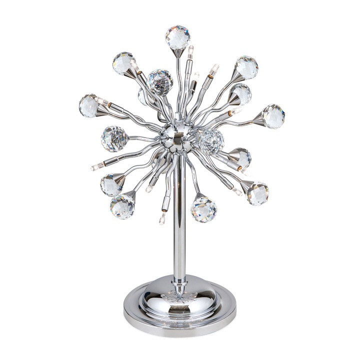 Lampa de masa Orion, 12 lumini, crom, cristal SPECTRA Swarovski, 50x35cm, G4