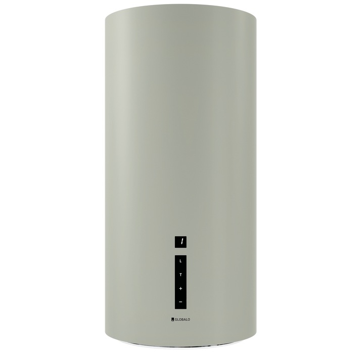 Globalo Miraya 39.1 SAGE GREEN dekoratív hengeres fali páraelszívó, B energiaosztály, 660 mc/h abszorpciós kapacitás, 4 sebesség, NCS S3005-G50Y