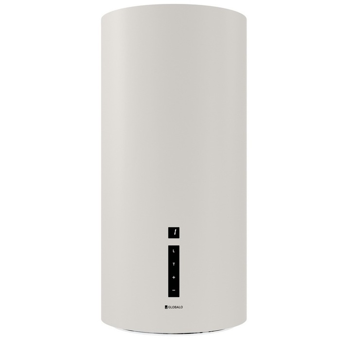 Globalo Miraya 39.1 Ivory dekoratív hengeres fali páraelszívó, B energiaosztály, abszorpciós kapacitás 660 mc/h, 4 sebesség, White Ivoire Fildes NCS 1002-Y50R