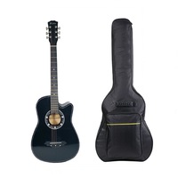 Set husa si chitara clasica din lemn, Cutaway Country Black, 95 cm, negru