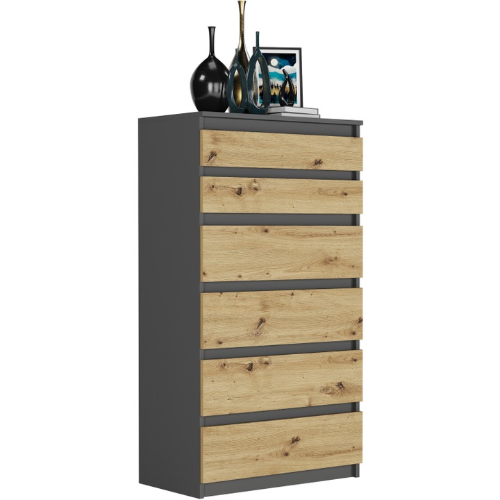 Comoda moderna, PVC, R-6 ANTRACYT MIX ARTISAN 129x40x70