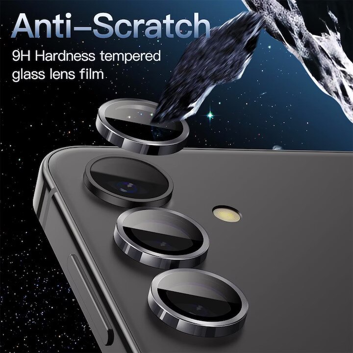 Set folii de protectie camera compatibila cu Samsung Galaxy S25, Negru