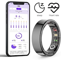 Inel inteligent VALA® Q9 PREMIUM, SmartRing, Fitness, Sport, Rezistent Apa, Unisex, Bluetooth 5.2, Monitorizare Ritm Cardiac, Oxigen Sange, Temperatura corp, Somnul, Calorii, Distanta, Miscarea, IP68, Otel Inoxidabil, Marime 13 (22.4 mm), Negru