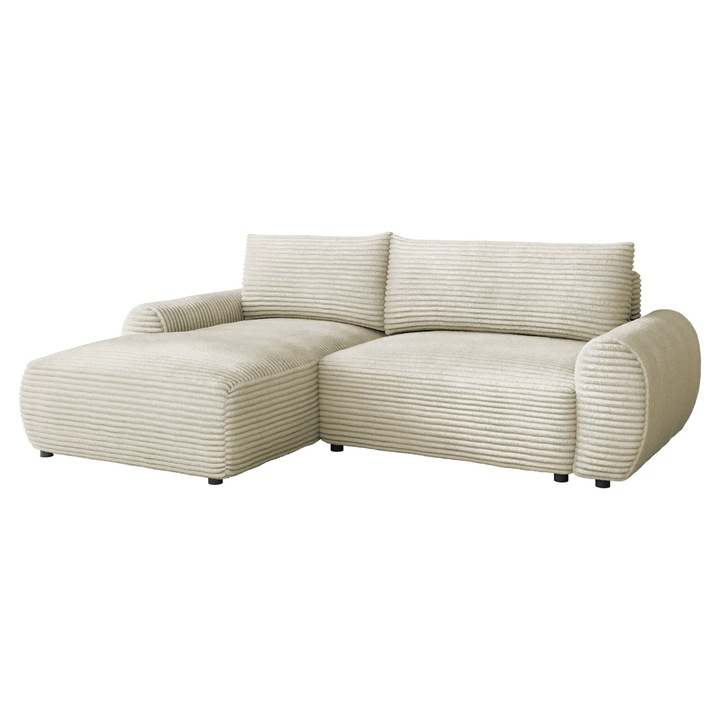 Coltar cu functie de dormit Ecenut Stanga, MIRJAN24, ecru, 177x267x93 cm