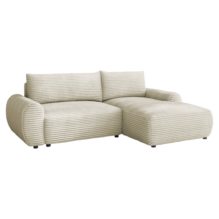 Coltar cu functie de dormit Ecenut Dreapta, MIRJAN24, ecru, 177x267x93 cm