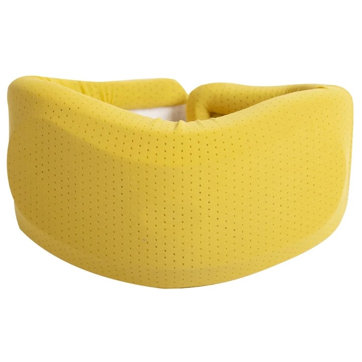 Guler Cervical Moale de Sustinere pentru Dormit, pentru Ameliorarea Presiunii si Durerilor de Gat, din Spuma, Reglabil Galben