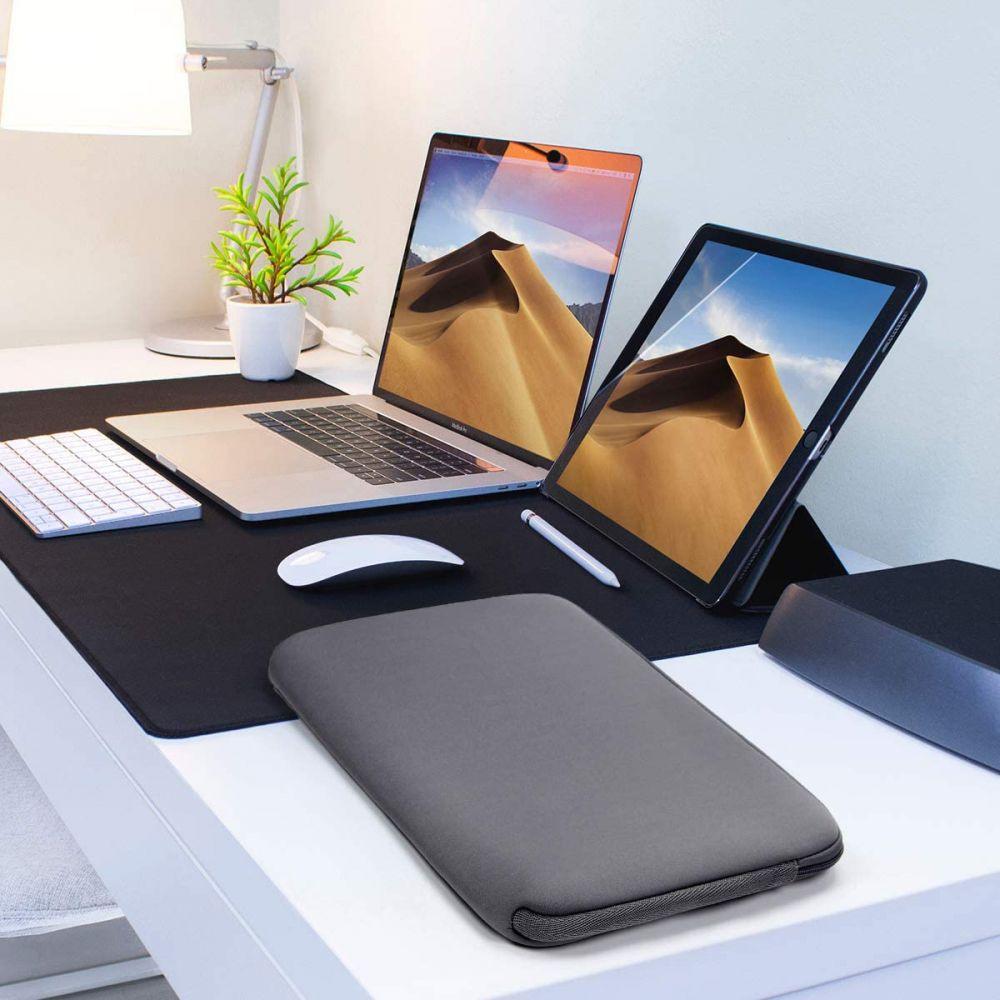 Geantă laptop Tokgalaxis neagră de 14", cu buzunare, neopren, 380x365x30mm