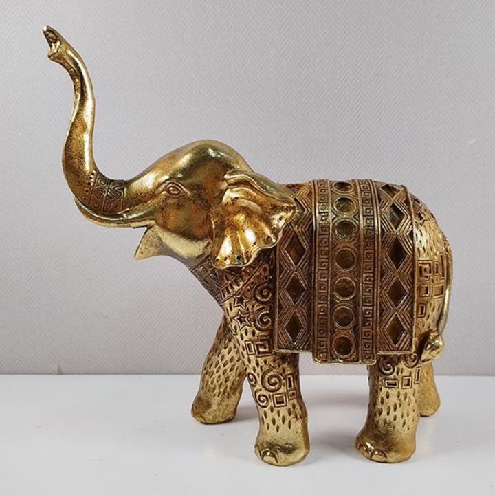 Decoratiune elefant, din rasina, Golden, 23x10x24 cm