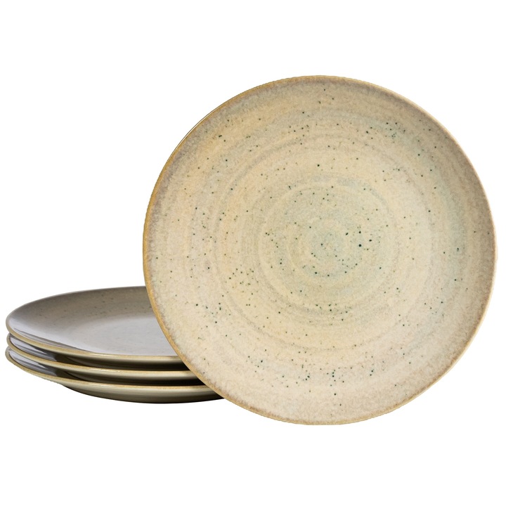 Set 4 farfurii desert, 20 cm, Shell, Cesiro, Crem deschis