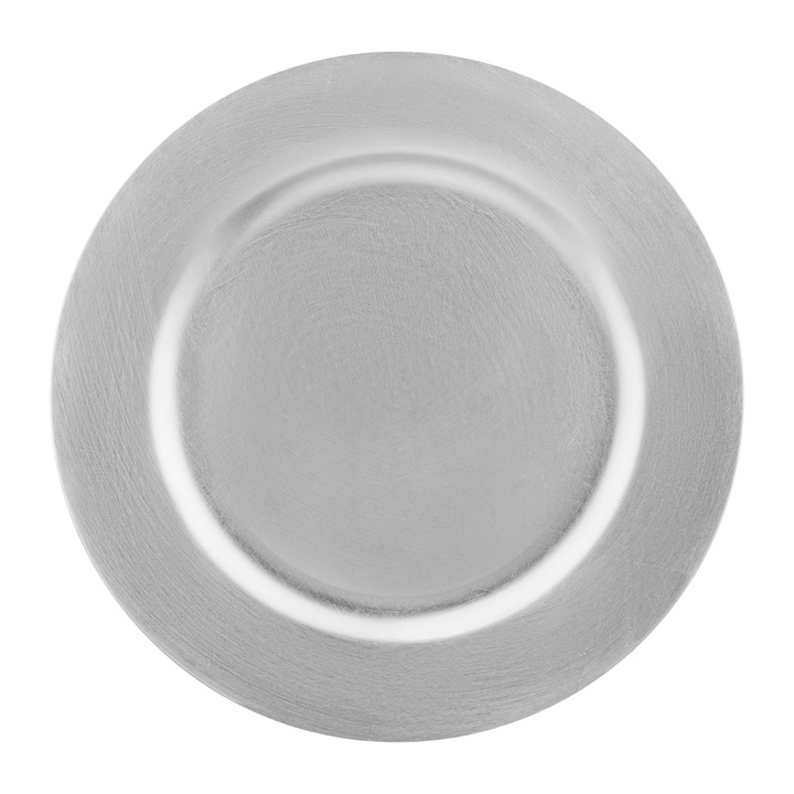 Farfurie decorativa 33cm, argintiu, AMBITION Decor