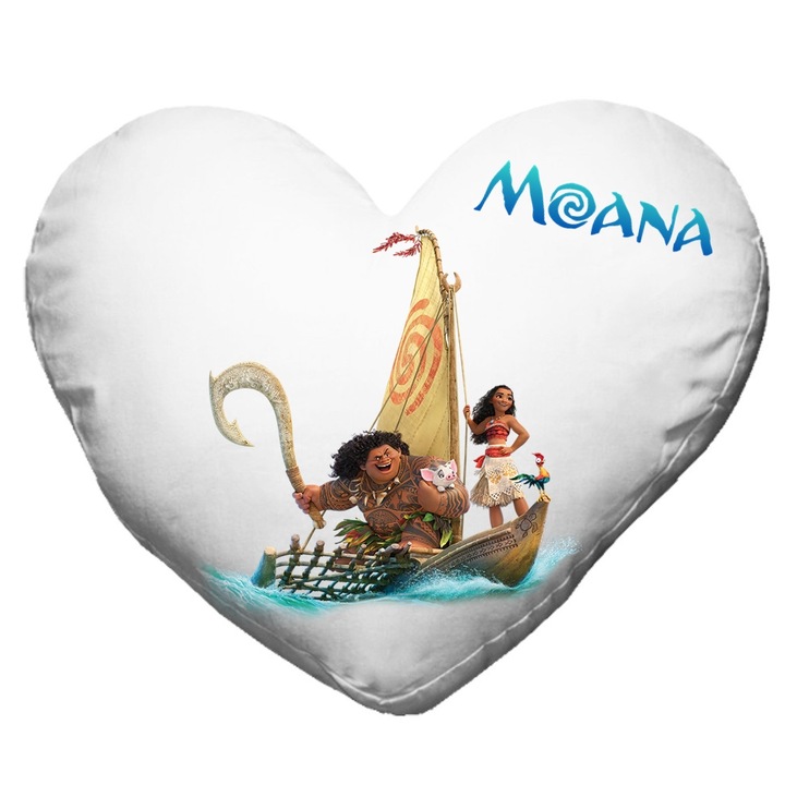 Perna personalizata disney moana maui, Poliester, Alb, inima
