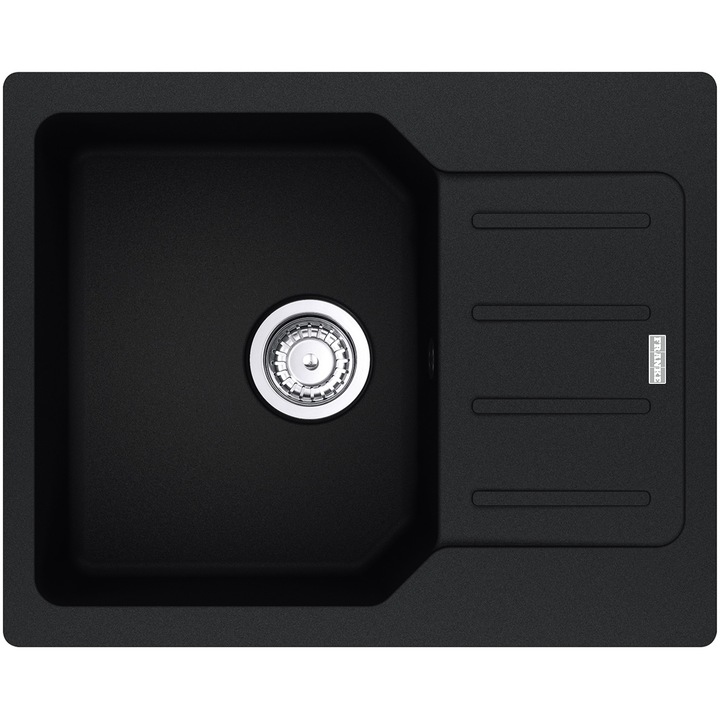 Chiuveta bucatarie compozit fragranite Franke UCG 611-62, dreptunghiulara, 1 cuva cu picurator, 62x50x19 cm, adancime cuva 19 cm, Negru