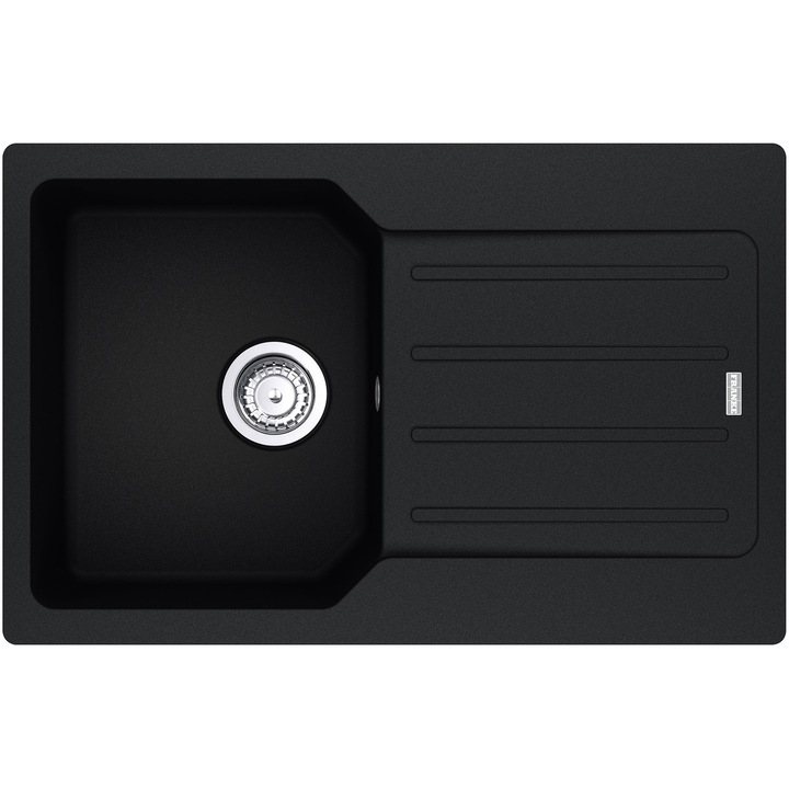 Chiuveta bucatarie compozit fragranite Franke UCG 611-62 Negru, dreptunghiulara, 1 cuva cu picurator, 78x50x19 cm, adancime cuva 19 cm, Negru