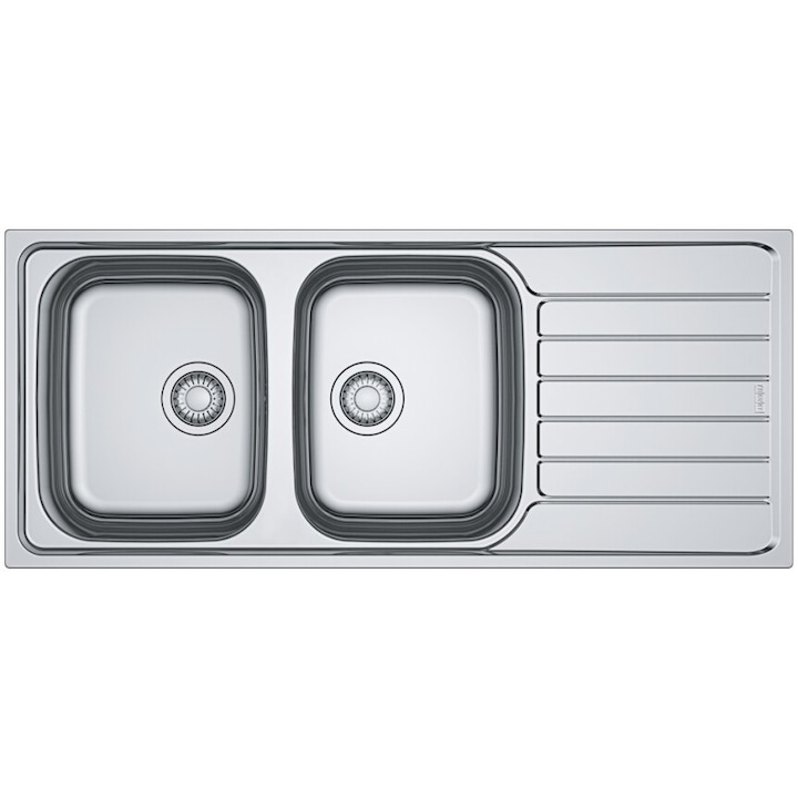 Chiuveta bucatarie inox Franke SKX 621 DR, dreptunghiulara, 2 cuva si picurator pe partea dreapta, 116x50x14 cm, adancime cuva 14 cm, Inox lucios