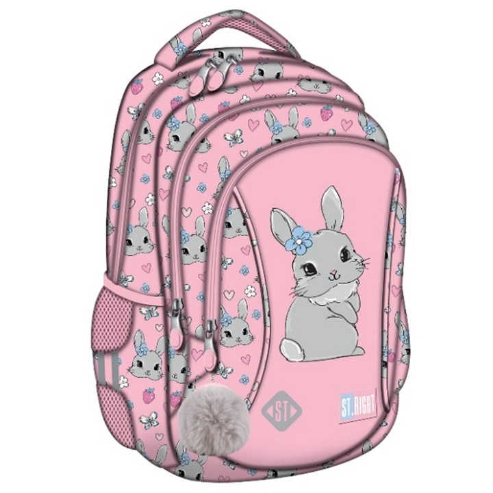 Ghiozdan clasele I-IV, 3 compartimente, Majewski, Gama St. Right, Colectia Cute Rabbit 2025, BP-26