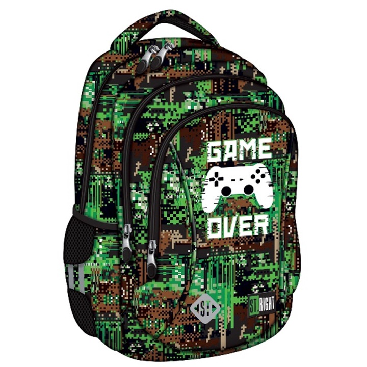 Ghiozdan clasele I-IV, 3 compartimente, Majewski, Gama St. Right, Colectia Game Over 2025, BP-26