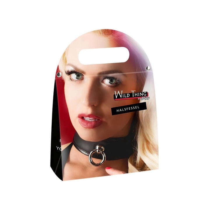 Zgarda BDSM, Zado, Piele naturala, Negru