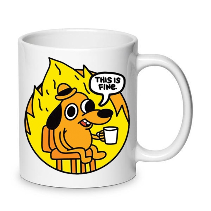 Cana ceramica Chn "I'm Fine" 330ml, design amuzant, pentru cafea si ceai