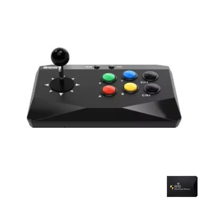 Controller Arcade Wireless, Joystick Retro Gaming, Compatibil PC, Android, iOS, 1 Protectie Rfid Pro, UnderShop®