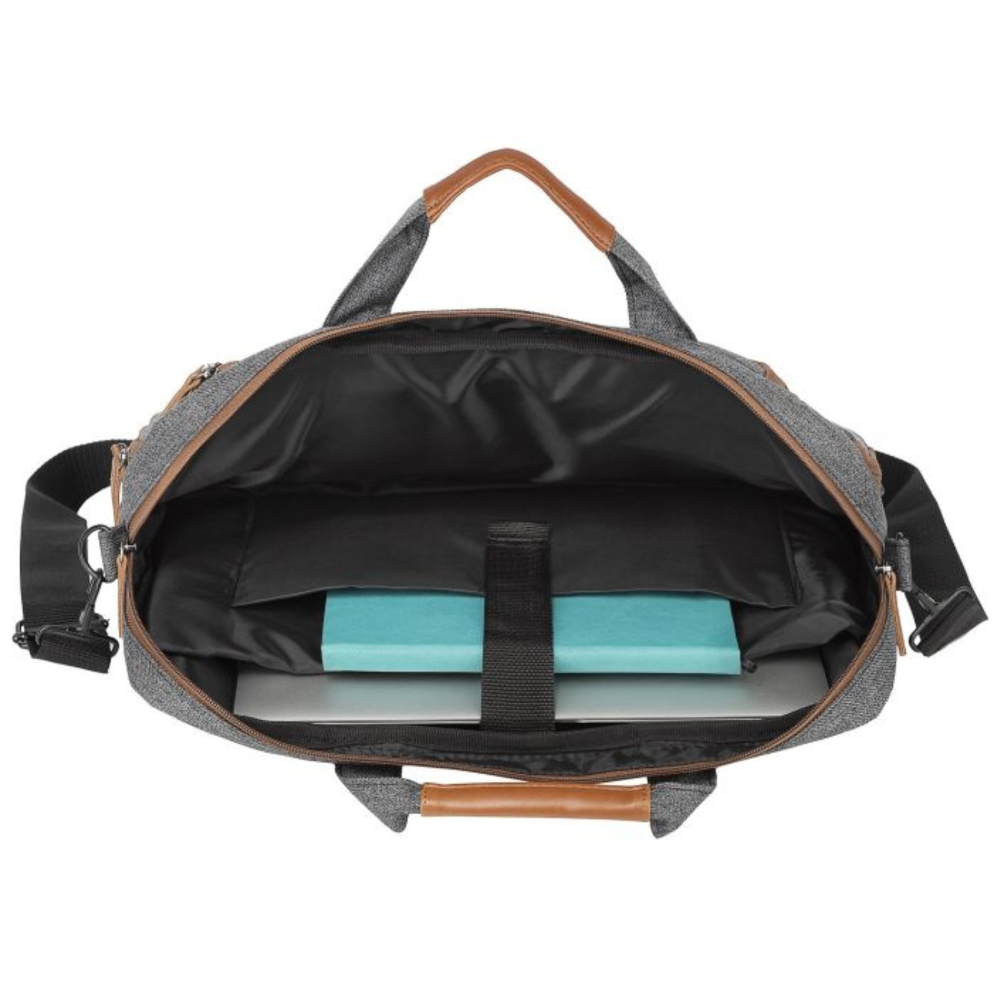 Geanta Universala VarioShop®, pentru Laptop 15.6 inch, Sistem Prindere Valiza, Design Elegant, Rezistenta la Apa, Compatibila laptop Apple MacBook, Asus, Acer, Dell, Huawei, 39 x 28 cm, Gri