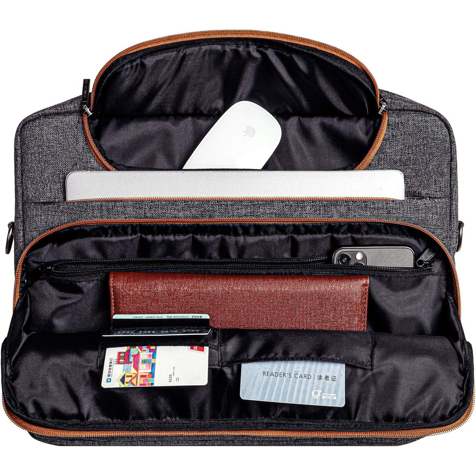 Geanta Universala VarioShop®, pentru Laptop 15.6 inch, Sistem Prindere Valiza, Design Elegant, Rezistenta la Apa, Compatibila laptop Apple MacBook, Asus, Acer, Dell, Huawei, 39 x 28 cm, Gri