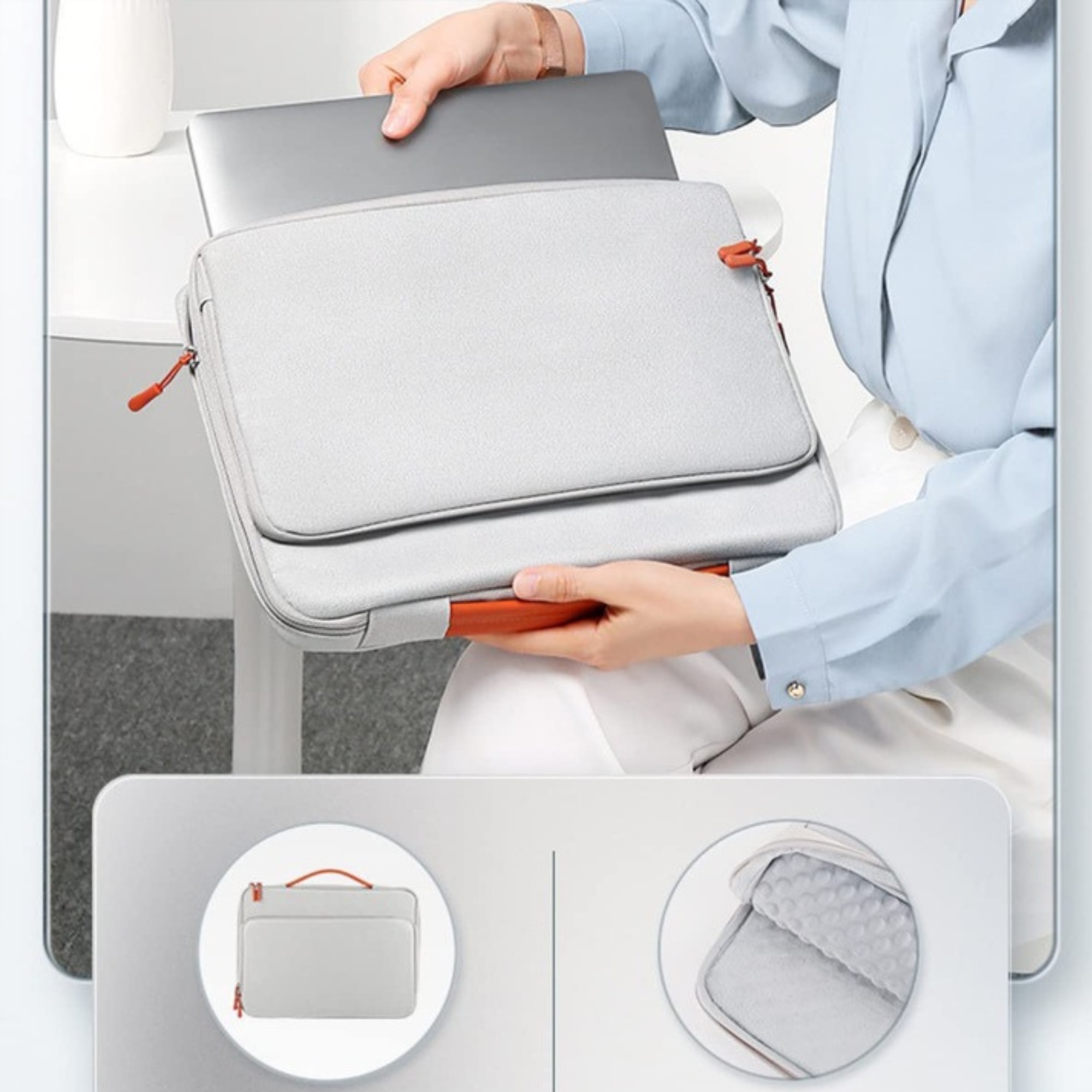 Geanta Universala VarioShop®, pentru Laptop 13 - 15.6 inch, Sistem Prindere Valiza, Design Elegant, Rezistenta la Apa, Compatibila laptop Apple MacBook, Asus, Acer, Dell, Huawei, Dimensiune 37 x 28 cm, Gri