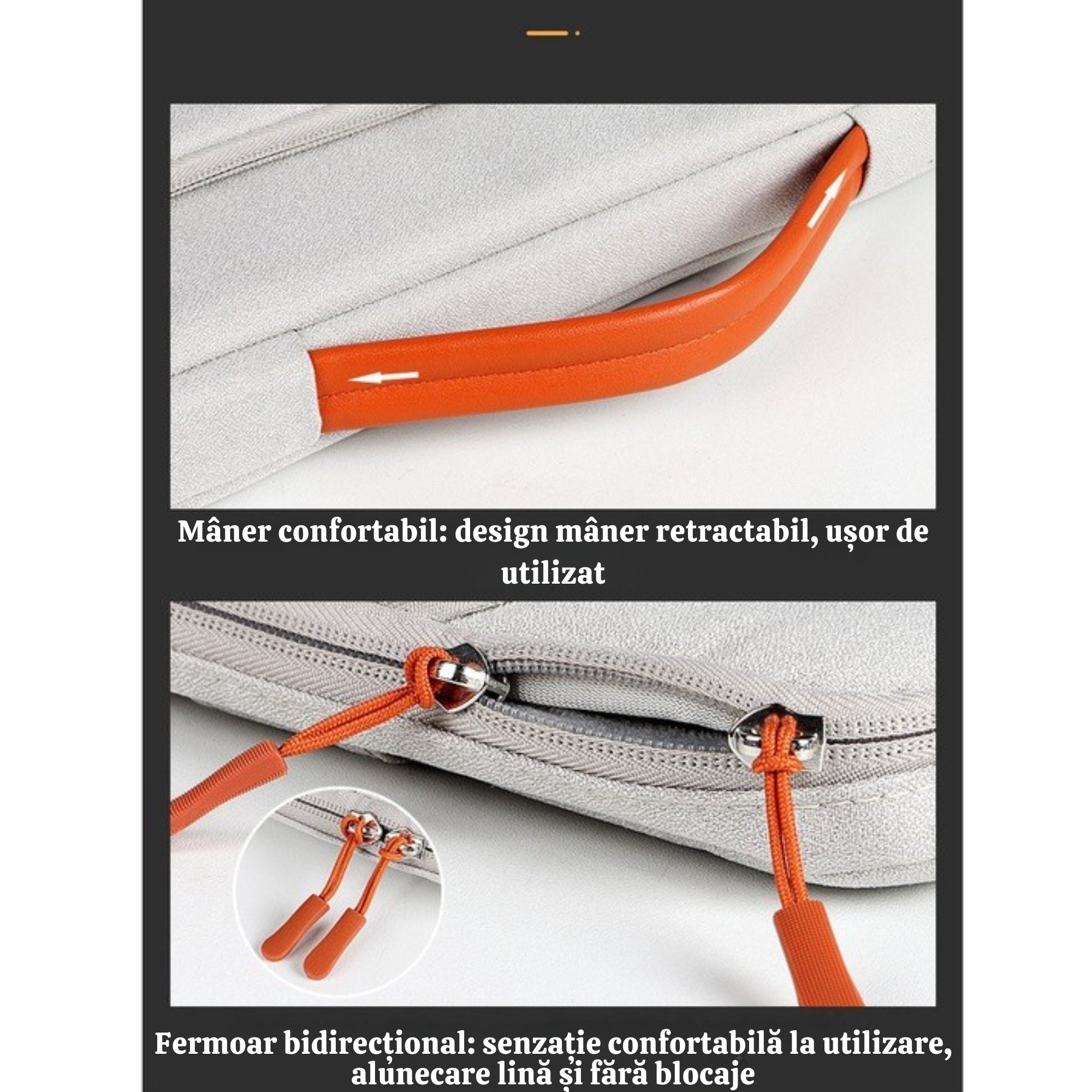 Geanta Universala VarioShop®, pentru Laptop 13 - 15.6 inch, Sistem Prindere Valiza, Design Elegant, Rezistenta la Apa, Compatibila laptop Apple MacBook, Asus, Acer, Dell, Huawei, Dimensiune 37 x 28 cm, Gri