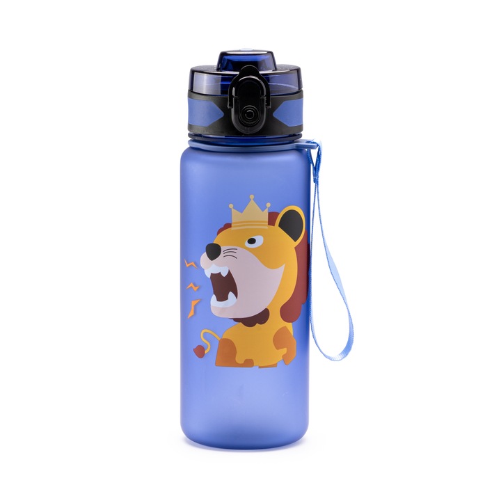 Intelli® Детска Бутилка за Вода, Travel Mag Marlen, Тритан, Херметичен Капак, оборудвана със защитно заключване, За Училище и Детска Градина, с дръжка за носене, декорирана с детски мотиви, 500 мл, Синя