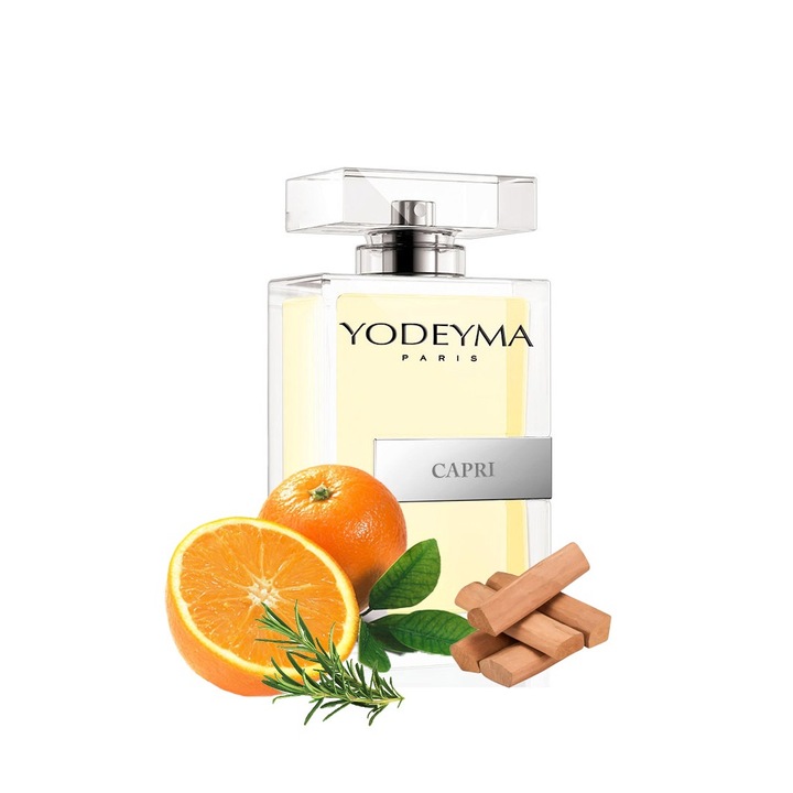 Yodeyma Capri Apa de parfum pentru barbati, nuante de portocala, rozmarin si Sándal, pentru barbatul modern, dinamic si sofisticat, 100ml