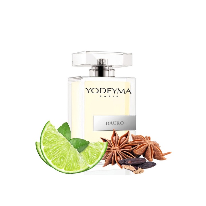 Yodeyma Dauro Eau de Parfum férfiaknak, bergamott, ánizs és Haba Tonka árnyalatai, eleganciát, frissességet és erős karaktert áraszt, 100ml
