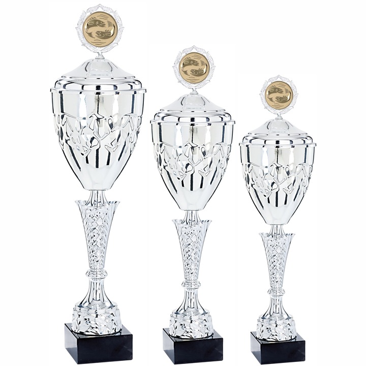 Set 3 Cupe cu Capac Pescuit, Metal, Plastic, Marmura, 58, 51, 47 cm