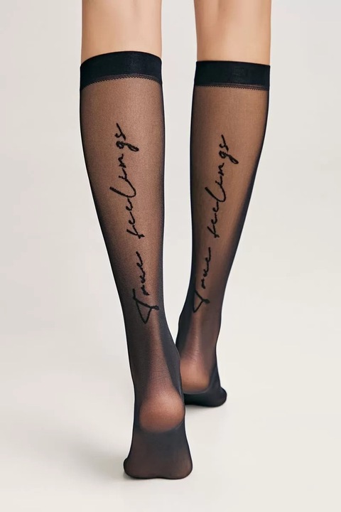 Чорапи полиамид 3/4, с надпис на гърба, Conte Fantasy True Love - Nero, 36-39 (23-25)