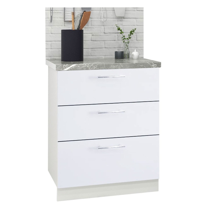 Corp bucatarie inferior MDF vopsit ultralucios, Badenmob, seria IRIS, 60.01x50x78cm, Alb