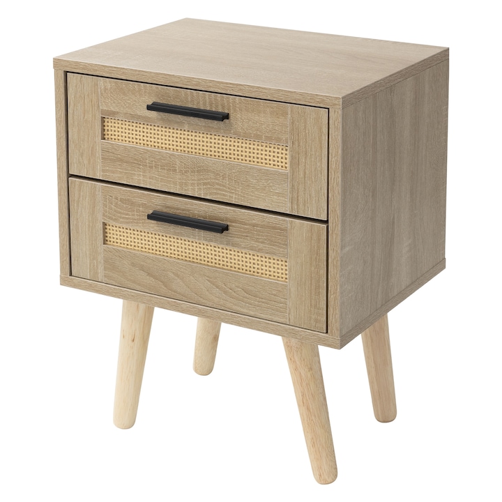 ML-Design Нощно шкафче с 2 чекмеджета, кафяво, MDF, 30x40x50,5 см, многофункционален дизайн