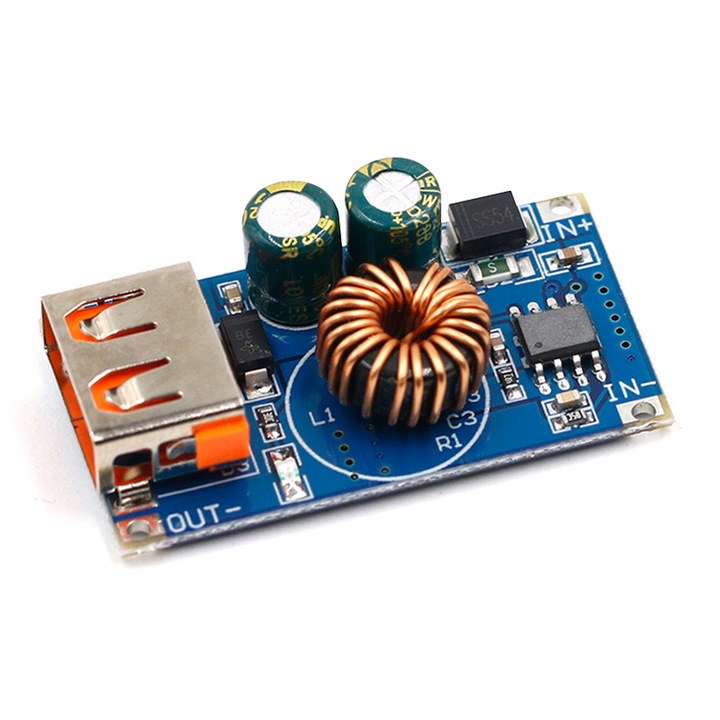 Convertor coborator de tensiune step-down de la 6-32V la 5V/3.4A, 9V/2.5A, 12V/2A cu incarcare rapida QC2.0/QC3.0