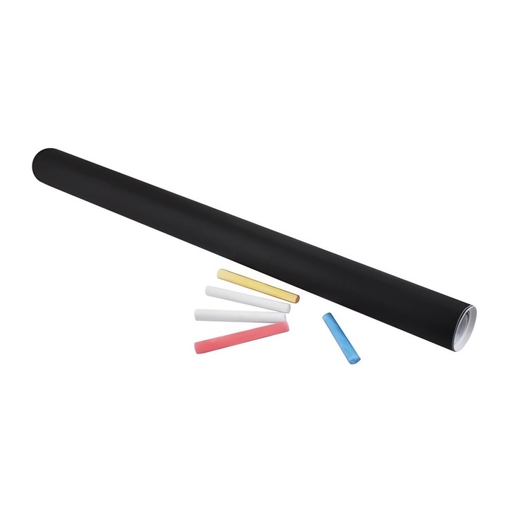 Tabla de scris tip autocolant pentru perete, 45x200 cm, pentru copii, negru + creta Negru