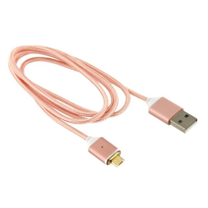 Cablu de date Micro USB magnetic, roz, 1m