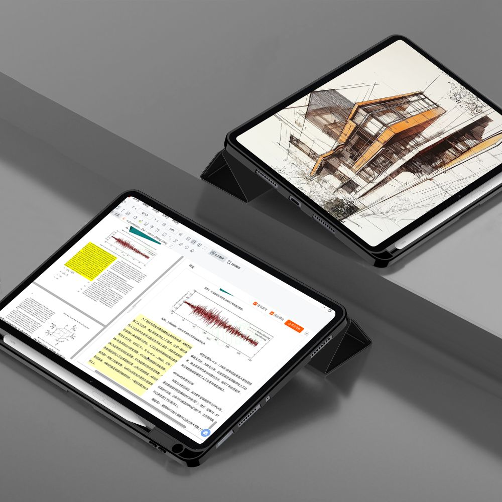 Husa pentru Xiaomi Pad 7 / 7 Pro Soft Shell cu functie wake-up/sleep si compartiment pentru stylus tip stand - Negru